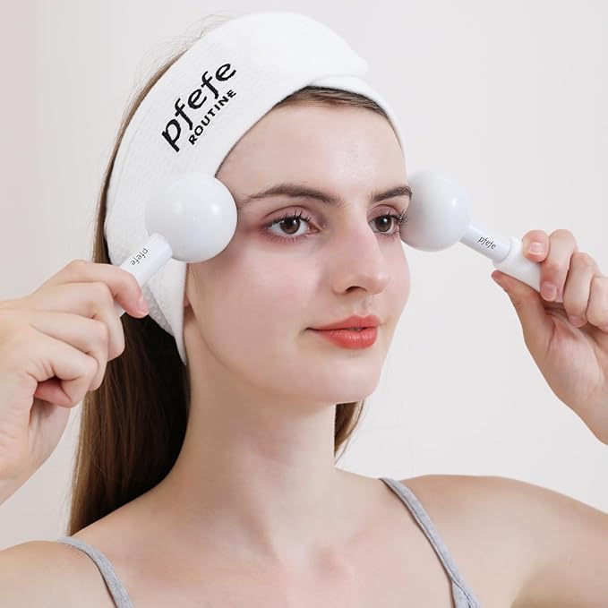 Pfefe Ice Globes for Face & Eyes, Unbreakable Stainless Steel Cryo Sticks for Beauty Routines, Facials Cold Roller Cooling Globes for Puffiness, Wrinkles, Dark Circles, Headaches