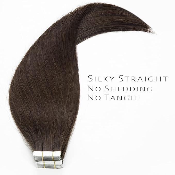 Lacer Light Dark Brown Tape in Hair Extensions Human Hair 22 Inch Skin Weft Real Virgin Human Hair Extensions Double Side Natural Straight for Woman 50g 20pcs