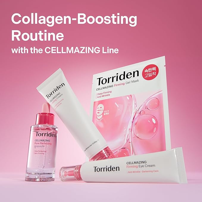 Torriden CELLMAZING Collagen Firming Gel Sheet Mask for Face & Neck (4 Pack) | Smoother, Firmer-Looking Skin with 5D Collagen Complex | Great Holiday & Christmas Gift Stocking Stuffer