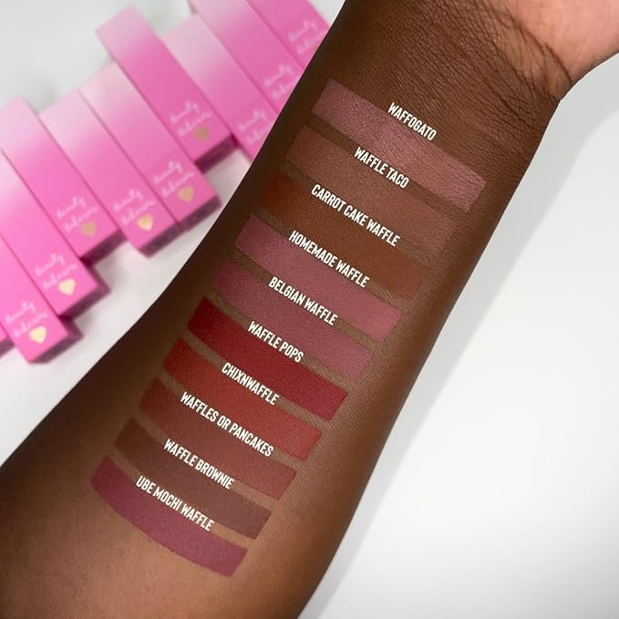 Beauty Bakerie Makeup Matte Lipstick, Long Lasting 24hr Wear Lip Stick for Women, Smooth Matte Finish, Highly Pigmented, Moisturizing, Smudge-Proof Matt Lipsticks, 3.5g, Waffle Taco
