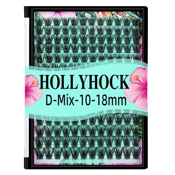 Lash Clusters Wet Look 168Pcs Eyelash Cluster Ultra-Thin Lash Band Eyelashes Extensions Spiky Anime Wide Span Lashes(Hollyhock,D-Mix10-18mm)