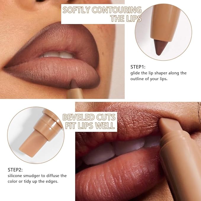 Matte Crayon Lip Liner Pencil, Chocolate Lip Liners Lipstick For Women, PlumpCreamy Formula With Silicone Smudger for Define Contours & Sculpting Lip, Cruelty-Free, 0.75g/0.026oz