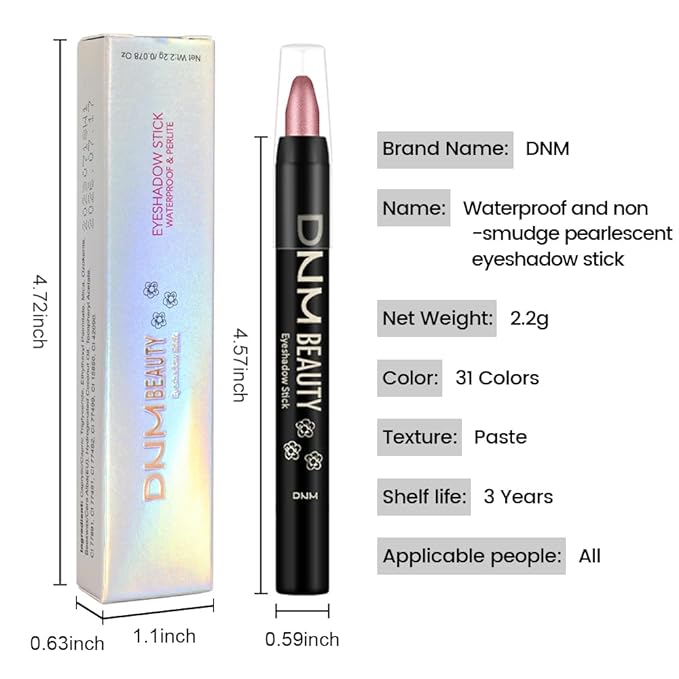 evpct Gold Rose Shimmer Cream Eye Shadow Sticks Brightener Pencils for Women, Rose Silky Eyeshadow Applicator Stick Pen Waterproof, Blendable Crease-Proof Stick Eyeshadow Shimmer Eye Makeup 63