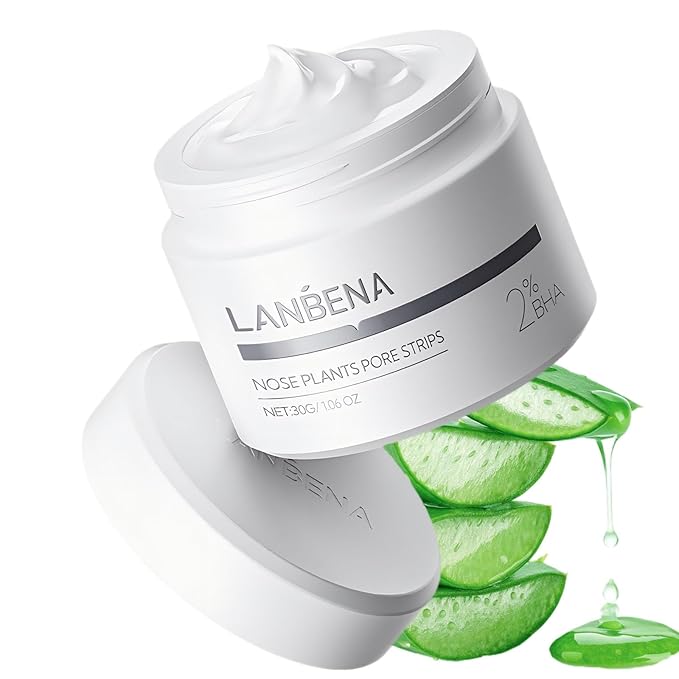 LANBENA Blackhead Mask, Nose Plants Pores Strips Blackhead Remover Mask Peel off Mask Facial Pore Cleanser Purifying Face Mask Nose Strips (1.06 Ounce) - White