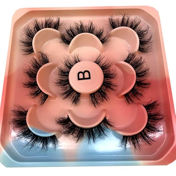 HBZGTLAD new 5 Pairs 25 mm 3d Mink Lashes Bulk Faux with Custom Natural Mink Lashes Pack Short Wholesales Natural False Eyelashes (B)