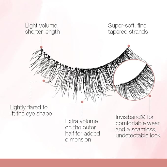 Ardell Naked Lashes Natural 433 with Invisiband – Lightweight, Natural False Eyelashes, Soft Volume Strip Lashes, 1 Pair