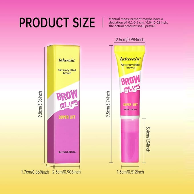 Clear Eyebrow Gel, Brow Lamination Gel for Instant Lift and Long-Lasting Hold & Built-In Styling Comb, for Fluffy Defined Brows