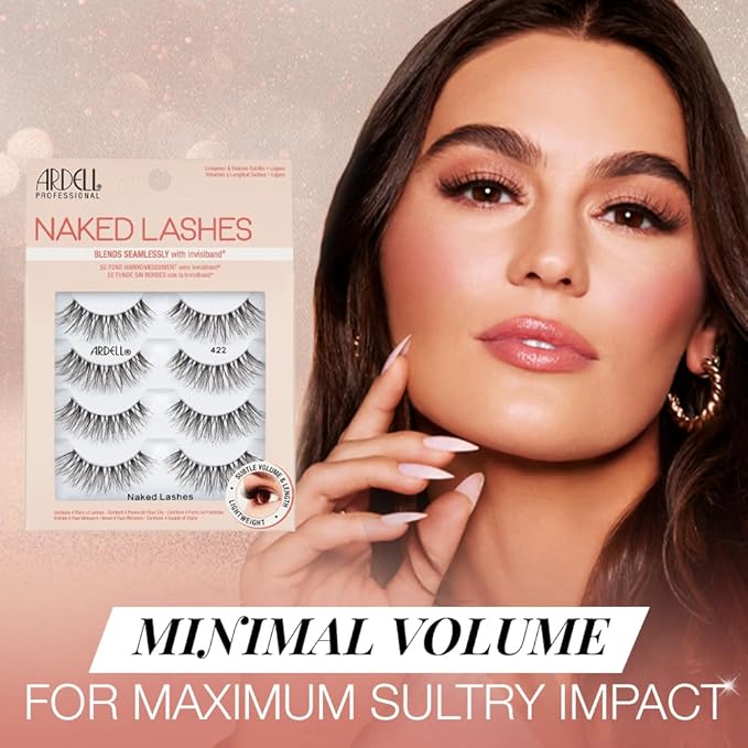 Ardell Strip Lashes Naked Lashes #422 - Invisiband, Comfortable False Eyelashes, 2 Pack