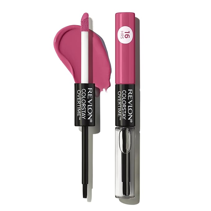 Revlon Liquid Lipstick with Clear Lip Gloss, ColorStay Overtime Lipcolor, Dual Ended with Vitamin E, 260 Perennial Plum, 0.07 Fl Oz