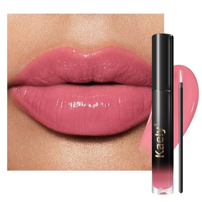 Kaely Longwear Shine Lipstick for Women, Highly Pigmented Liquid Lip Color Makeup, Non-Transfer Lip Gloss Stain Waterproof Smudge Proof 24 Hour, Glossy Finish, Vegan & Cruelty-free, 12 UPBEAT