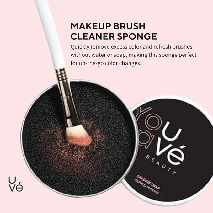 Makeup Brush Cleaner Sponge, Removes Eyeshadow & Blush Dry Makeup for Quick Color Changes, Waterless & Chemical Free, Fast & Easy Cleaning