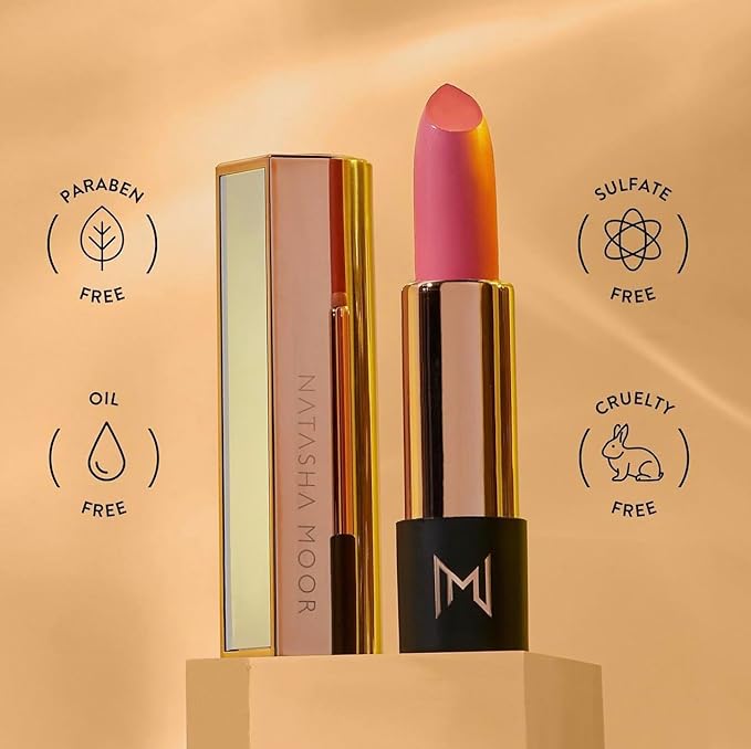 NATASHA MOOR Silk Suede Lipstick: Long-Lasting, Hydrating Semi-Matte Finish - Creamy, Cruelty-Free Formula - Silky Smooth and Highly Pigmented - Mirror for On-the-Go Glamour - RESPECT