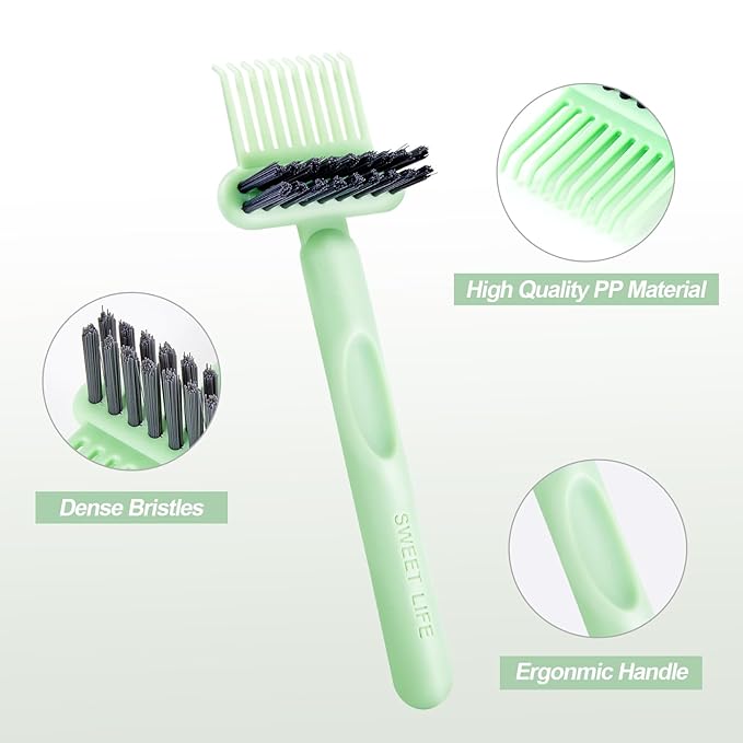 Hair Brush Comb Cleaning Tool Comb,2-in-1 Hair Brush Cleaner Tool, Portable Remover Rake for Removing Hair Dust, Home and Salon Use (Green)