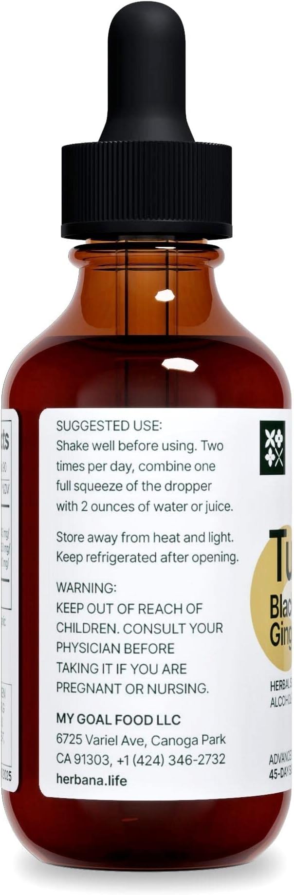 Turmeric 3-in-1 Liquid Extract - Curcumin & Ginger, Black Pepper - Natural Herbal Supplement - Immune and Brain Booster Tincture (2 FL OZ)
