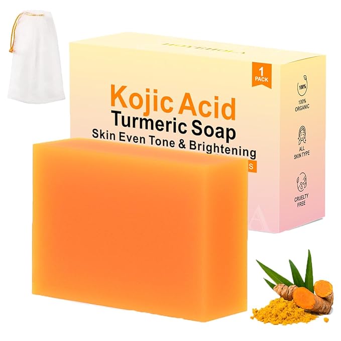 Kojic Acid Turmeric Soap Bar - Dark Spot Remover for Face Body, Even Skin Tone Moisturizing & Nourishing Natural Ingredients