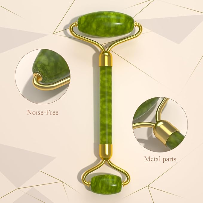 Jade Roller Gua Sha Set - Facial Skin Care Set, Facial Beauty Tools, Natural Beauty Skin Care Tools, Face Roller Massager for Face, Neck, and Eye Treatment,Gua Sha Facial Massager (Green)
