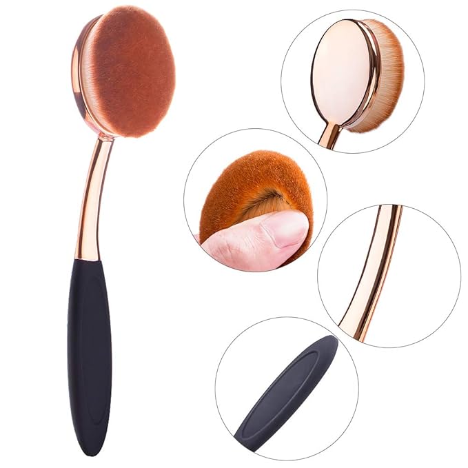Yoseng Oval Foundation Brush Second Largest Toothbrush Makeup Brushes Fast Flawless Application Liquid Cream Powder Foundation Sunscreen(Medium)