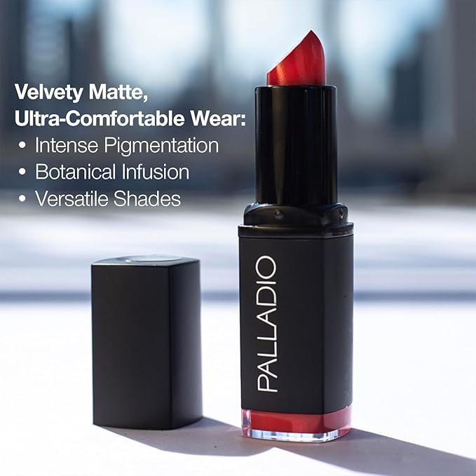 Palladio Herbal Matte Lipstick, Creamy and Full Coverage Long Lasting Matte Lipstick, Regal Café