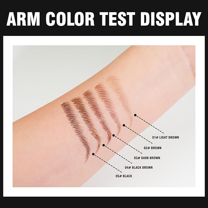 Microblading Eyebrow Pen, 2 Tip Precise Microblade Eyebrow Pencil That Looks Like Hair, Waterproof Natural Eye Brow Pencils for Women, Non Dry Out and Last All Day (Dark Brown)