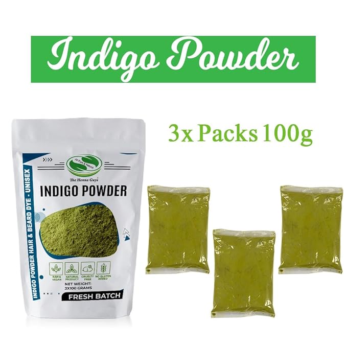 3 Packs of 100% Pure INDIGO POWDER Hair & Beard Dye/Color 100 grams - The Henna Guys®
