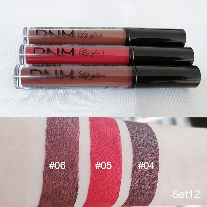 evpct 3Pcs Matte 24-hour Liquid Lipstick Sets, Dark Ruby Brown Red Permanent Stay on Lipstick Lip Set for Black Women Long Lasting 24 Hours Smudge Proof labiales matte labial mate larga duracion 24 02