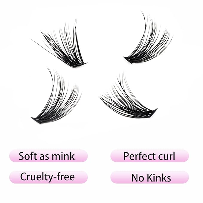 Lash Clusters LAUBESS Individual Lashes Waterproof Eyelash Clusters Mixed Tray Cluster Eyelash Extensions Soft Cluster Lashes for Beginners (40D-D-12)