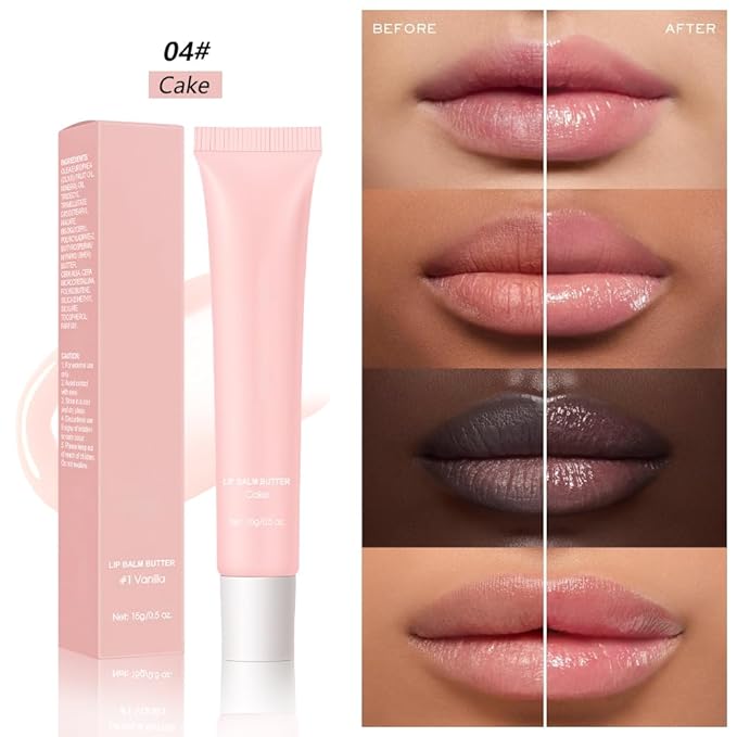 Summer Lip Butter Balm Lip Gloss, Ultra-Hydrating Natural Vegan Lip Balm, Sheer-Tinted Shine & Hydration, Soothes & Softens Dry Lips Skincare, Bálsamo labial hidratante #4 Cake 0.5 Fl Oz