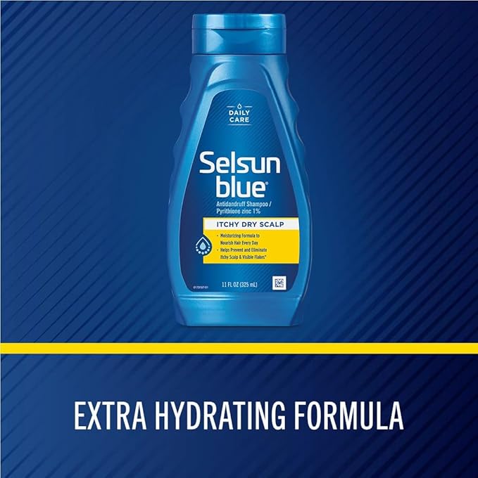 Selsun Blue Itchy Dry Scalp Anti-Dandruff Shampoo, 11 fl. oz., Extra-Hydrating Formula, Pyrithione Zinc 1% 2 pack