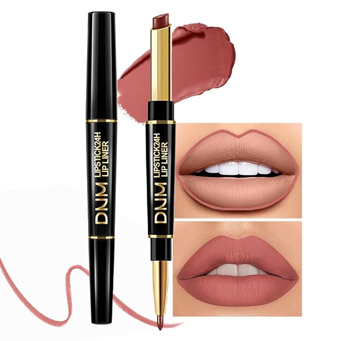 evpct 1Pcs Chestnut Antique Rose Lip Liner and Lipstick Set Kit for Women Matte Lips Kit with Lip Liner Lip Stains Long Lasting Waterproof 24 Hour Lipstick and Lip Liners Combo Lipliners Pencil 04