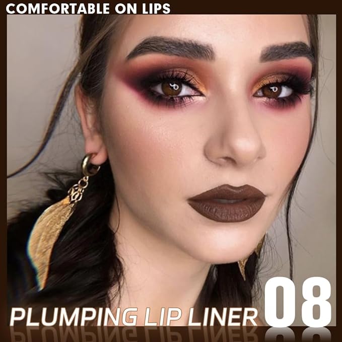 SUAKE Plump Matt Lipstick Lipliner Pencil Pack,Waterproof Crayon with Silicone Smudger for Define Contours & Sculpting Lip, Longwear Moisture Smooth Creamy Formula for Lip Makeup-08 Smoky Taupe