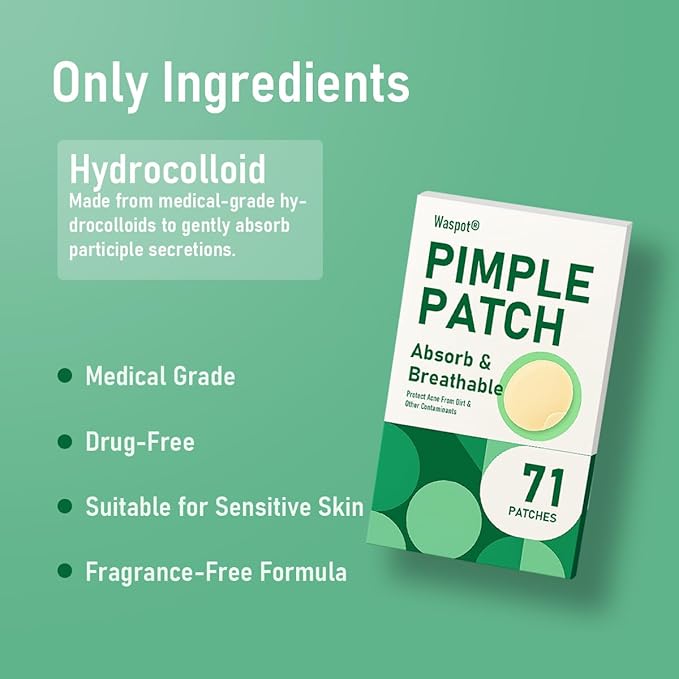 Hydrocolloid Acne Patches | 71 Ultra-Thin Acne Bandages, Pimple Patches Gift Pack, Clear Pimple Patches for Maskne/Travel (7 Sizes)
