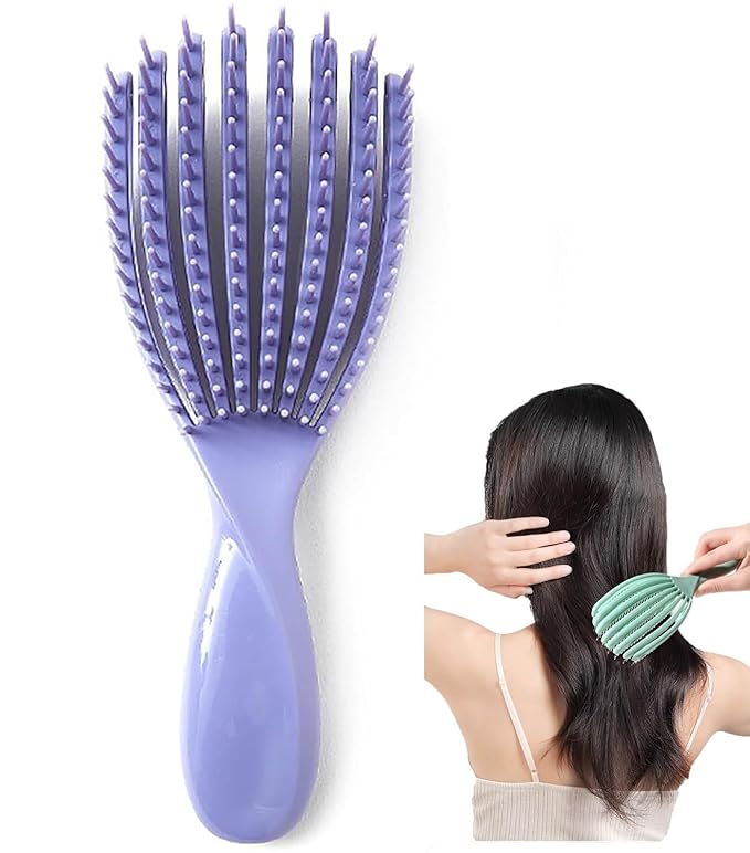Unisex Soft And Elastic Scalp Massage Comb Massager, Shampoo And Itching Comb Does Not Hurt The Scalp And Hair, Can Also Be Used For Curly Hair Care (Purple, Large)