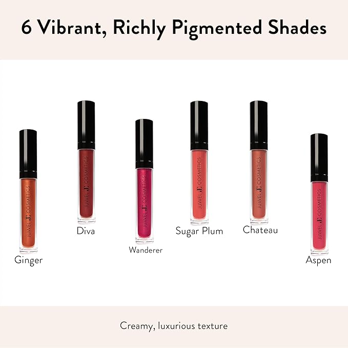 Juwel Cosmetics Luscious Matte Liquid Lipstick, Natural Long Lasting Lipstick with Avocado Oil & Kaolin Clay, Hydrating Mineral-Based Lip Color, Cruelty-Free & Lead-Free, Diva