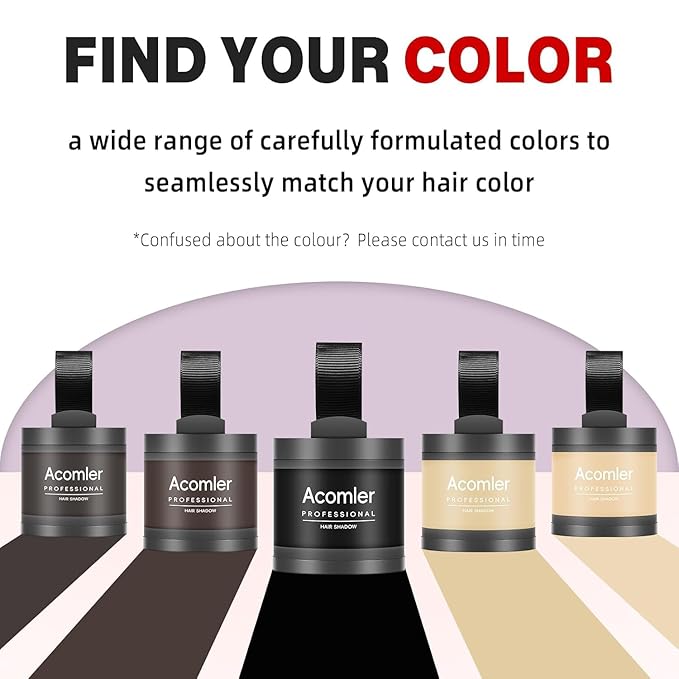 Acomler Instantly Root Cover Up Hairline Powder, 0.35 Ounce Root Touch Up Hair Color, Gray Hair Cover Up Hair Fibers, Hair Powder for Women Men with Eyebrows, Beard Line, Bald Spots (Light Brown)
