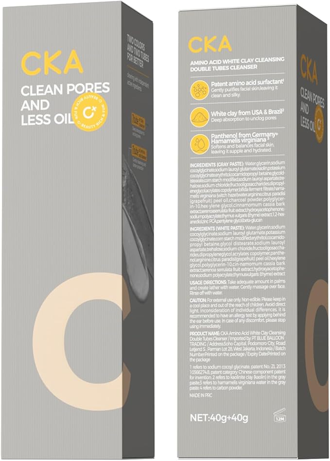 CKA Facial Deep Cleanser, Blackhead Makeup Remover 2 in 1 Dual-Chamber Foam Cleanser, Gentle Oil Control Minimizes Pores with Amazonian White Clay & Amino Acid, Daily Face Wash for Oily/Sensitive Skin