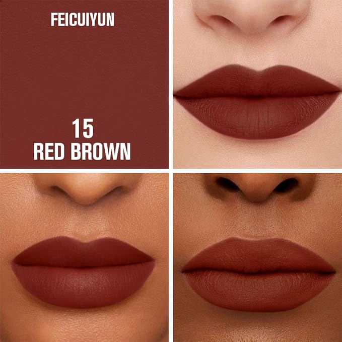 Matte Calligraphy Liquid Lip Liner Lipstick Pencil, Red Brown Long-Lasting Transfer-Proof Lip Stain Halloween Birthday Party Wear, Sheer Buildable Color, Fades to a Natural Wash of Colors