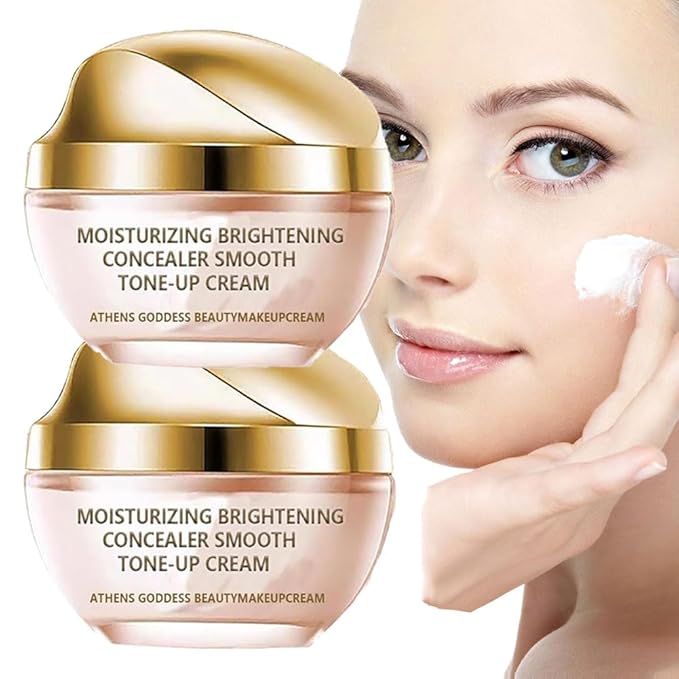 Moisturizing Brightening Concealer Smooth Tone-Up Cream, Corrector Iluminador Hidratante Crema TóNica, Moisturizer Brightening Concealer Smooth for All Skin (2pcs, 1.8 Oz)