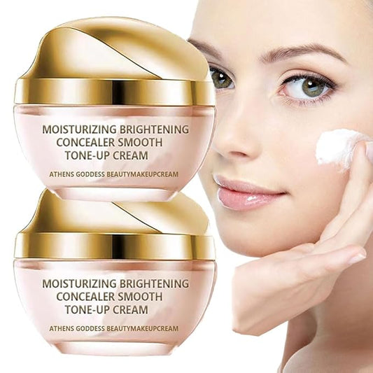 Moisturizing Brightening Concealer Smooth Tone-Up Cream, Corrector Iluminador Hidratante Crema TóNica, Moisturizer Brightening Concealer Smooth for All Skin (2pcs, 1.8 Oz)