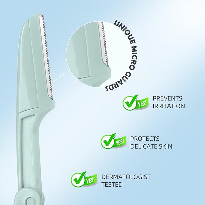 Dermaplane Razor for Women Face,Stocking Stuffers 6 pack Folding Eyebrow Razor Facial Hair Removal for Women and Men Travel,Dermaplaning Beauty Tool