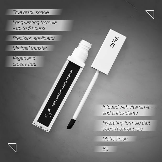 Ofra Long Lasting Liquid Lipstick - Bronx | Black Matte Lipstick for a True Black Color | 8g