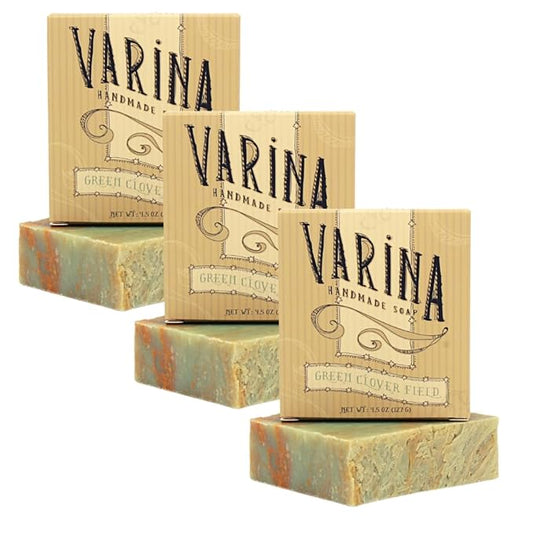 Natural Green Clover Field Bar Soap - Gentle Cleansing for Sensitive Skin, Fresh - 3 Pack
