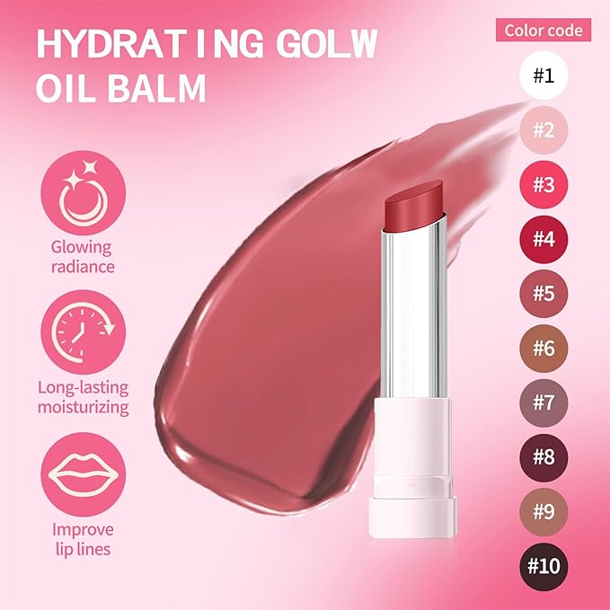 CHIFURE Tinted Lip Balm, Hydrating Lipstick, Moisturizing Lip Color, Anti-Wrinkle Lip Treatment with Deep Hydration, Shine & Glowy Finish Tinted Lip Makeup