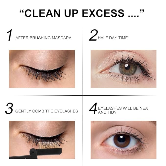 DUcare Eyelash Comb Separator Eyelashes Eyebrow Mascara Brush Applicator Eyelash Definer With Comb Cover Cosmetic Brushes Tool (Black)