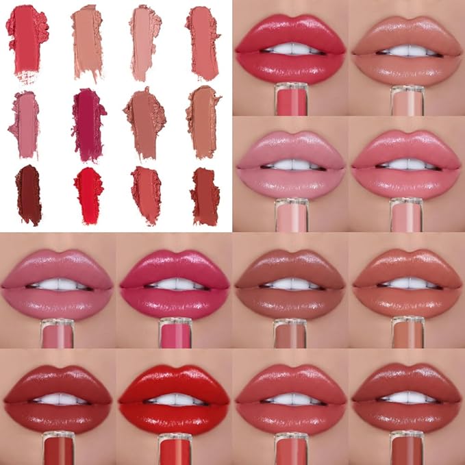 12 Color Cream Lip Gloss, 2025 New Cream Texture Lipstick Non-Stick Lip Gloss, Long Lasting Lipstick Hydrating Lip Tint Natural Non-Fading Liquid Lip Stick for Women (#011, One Size)