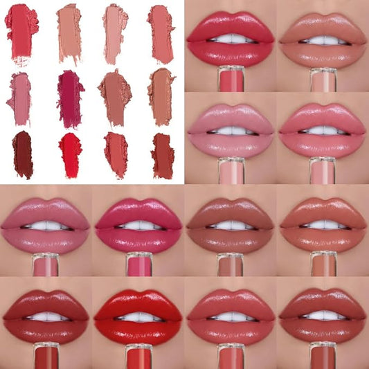 12 Colors Cream Texture Lipstick, 2026 Upgrade 12 Colors Lips Staining Lip Oil Long Lasting Lip Gloss Natural Non-Stick Non-Fading Liquid Lipstick, Hydrating Lip Tint Waterproof LipStain (#8)
