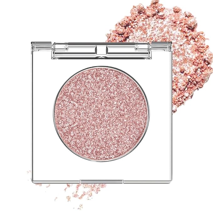 Champagne Pink Rose Monochrome Shimmer Eyeshadow Palette Makeup,Long Lasting Naturing-Looking Lightweight Glitter Single Eyeshadow,Neutral Powde Eye Shadow for Older Women