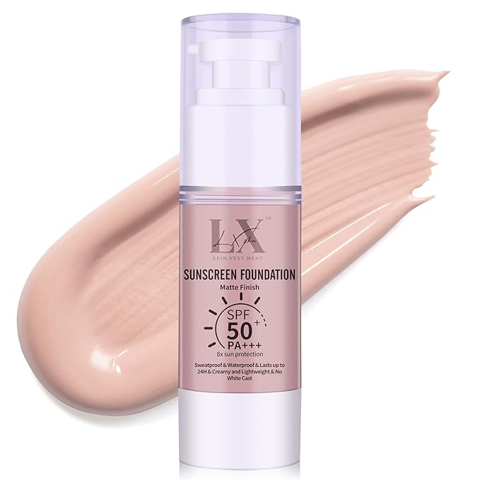 Tinted Face Sunscreen - Waterproof & Lightweight Liquid Foundation with SPF 50++, 3-in-1 Full Coverage Foundation Smooths & Blurs Pores, 106 Light