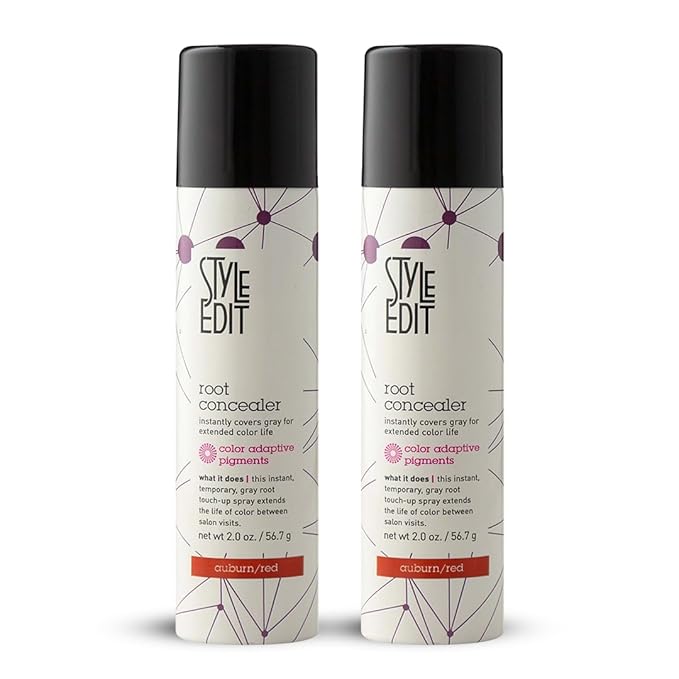 Style Edit Root Concealer Touch Up Spray | Instantly Covers Grey Roots | Professional Salon Quality Cover Up Hair Products for Women |Auburn/Red 2 Ounce (Pack of 2)