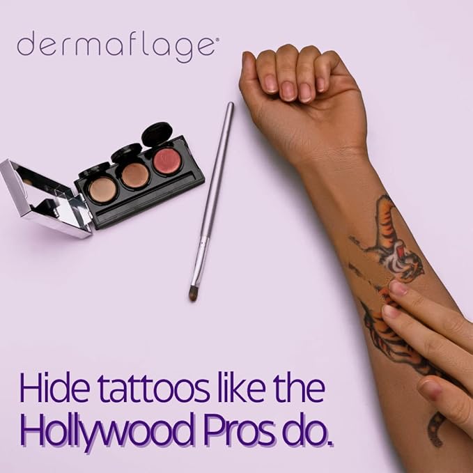 Dermaflage Tattoo Cover Up Makeup (Bronze) - Bruise Full Coverage Concealer - Full Coverage Waterproof Concealer for Bruise, Scar & Acne - Smudge Proof Body Makeup Palette with 3 Pro SFX Shades +Brush