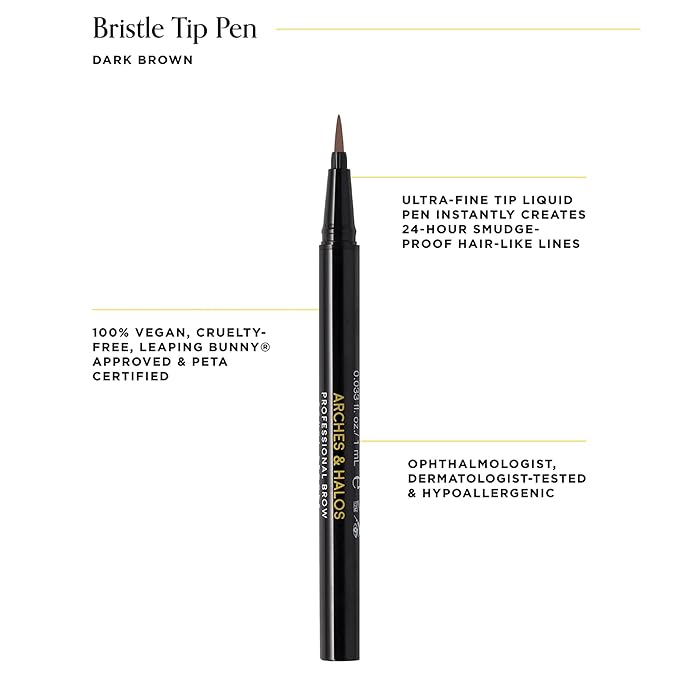 Arches & Halos Microblading Brow Shaping Pen - Fuller, More Defined Brow - Long-lasting, Smudge Resistant, Rich Color - Vegan and Cruelty Free Makeup - Espresso - 0.033 fl oz